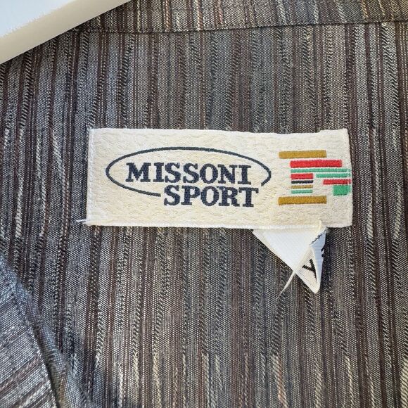 Missoni Sport Vintage Long Sleeve Buttoned Shirt Stripe Textured Modern XXL EUC - Picture 11 of 16